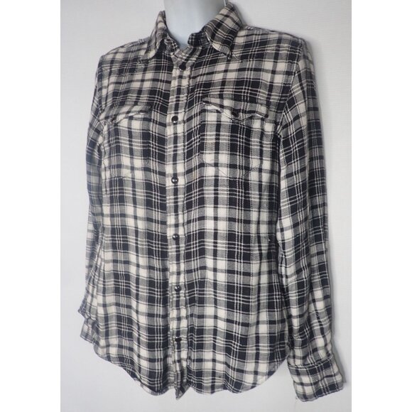 Polo Ralph Lauren Women's Western Plaid Shirt-Black/White size‎ 6 Pearl Snap - Picture 2 of 7